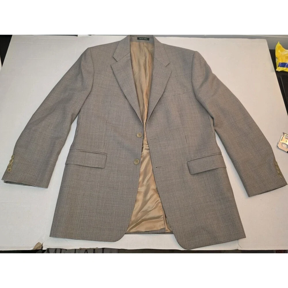 Lauren Ralph Lauren Sport Coat Men’s 42L Tan Glen Plaid Silk Wool Blazer